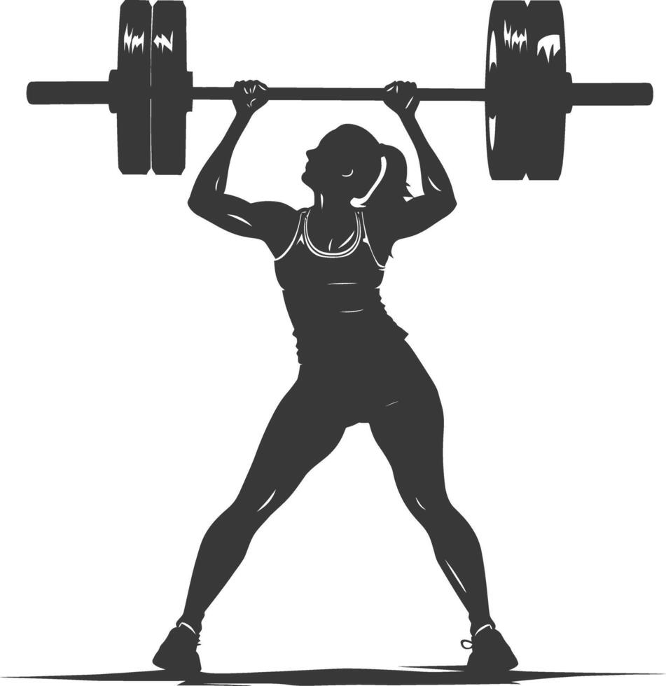 AI generated Silhouette Woman weightlifting Player in action full body black color only vector