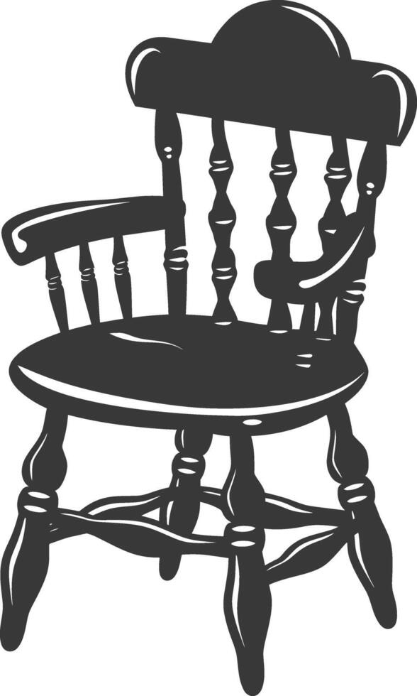 AI generated Silhouette wooden baby Chair black color only vector