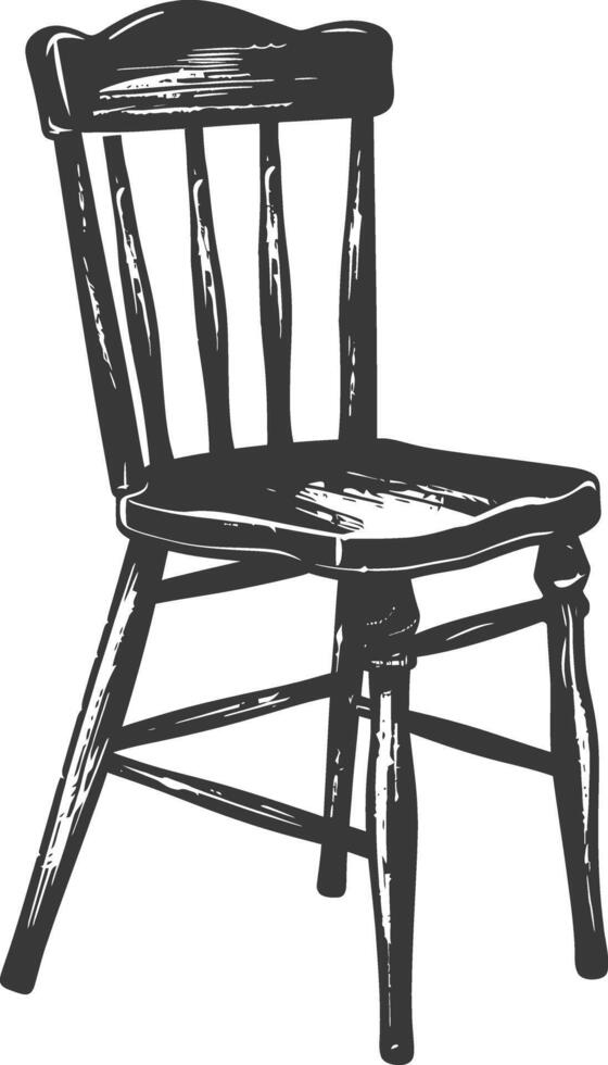 AI generated Silhouette Wooden Chair black color only vector