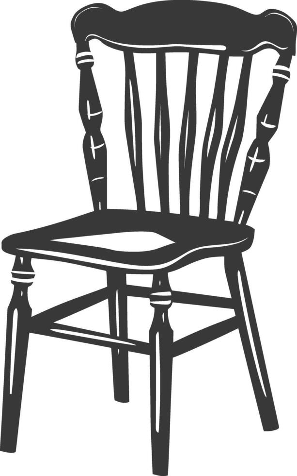 AI generated Silhouette Wooden Chair black color only vector