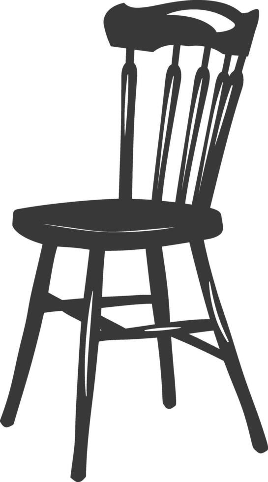 AI generated Silhouette Wooden Chair black color only vector