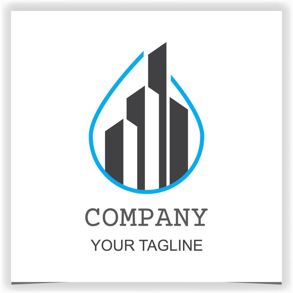 Water drop estate logo design template vector