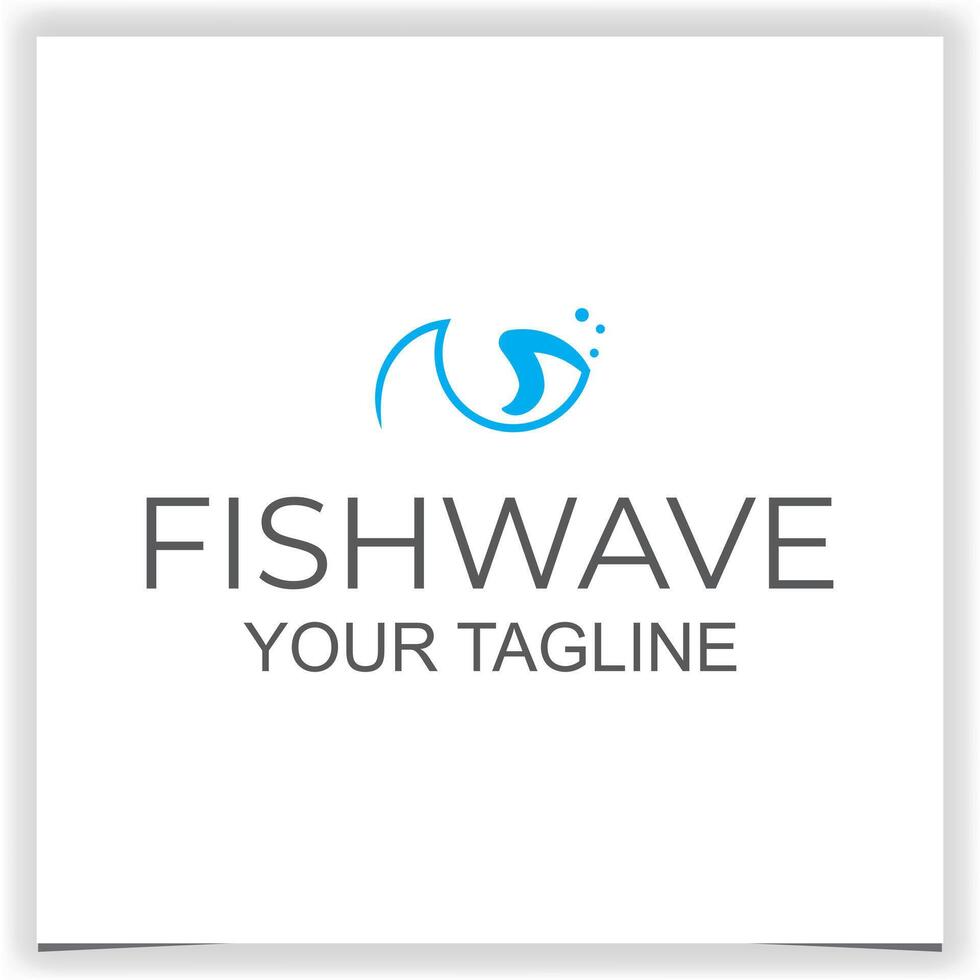 Vector blue fish and wave logo design