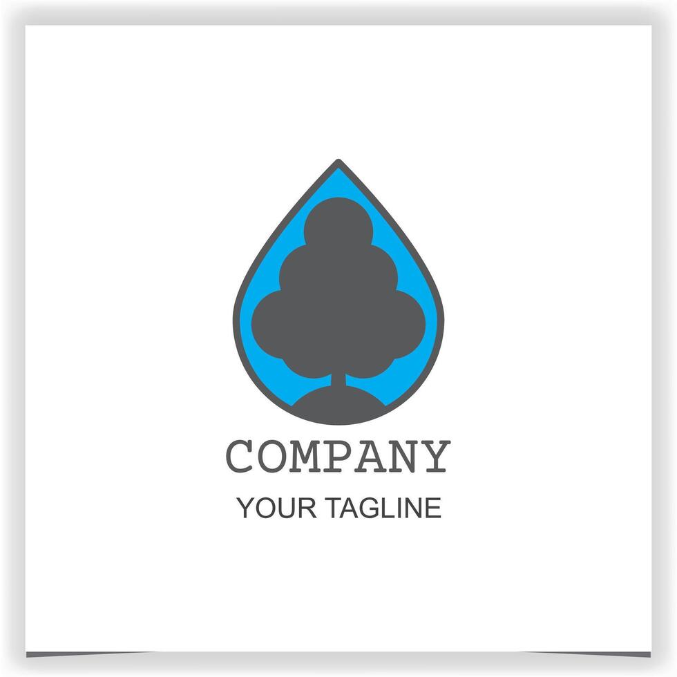 black tree and water drop logo template vector