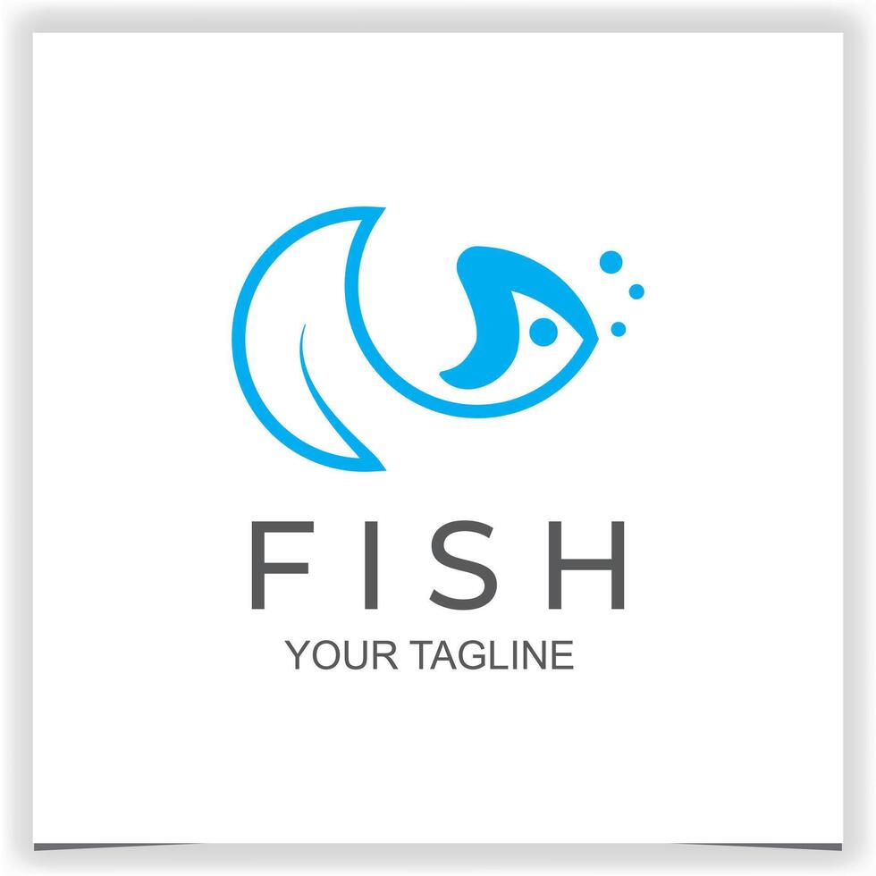 Vector blue line fish logo design