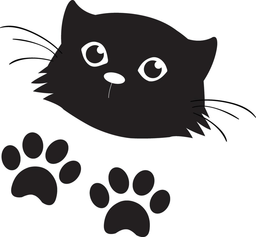 Funny pet peeking. Vector illustration on white background. Tattoo.