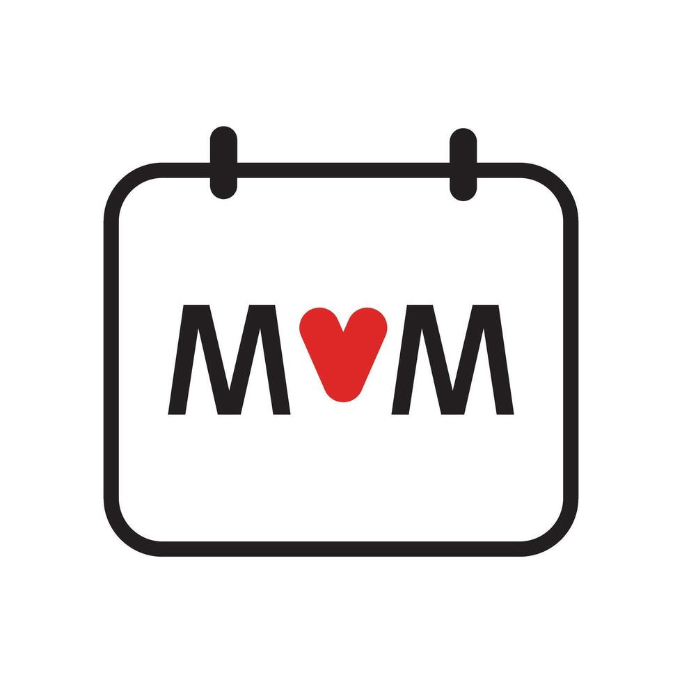 Mom day calendar, date and holiday, mothers day calendar vector icon