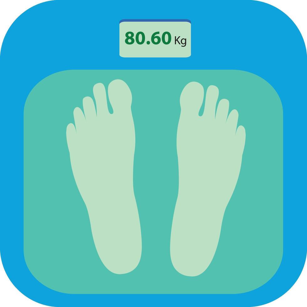 Woman is standing on bathroom scales, top view of feet. Weight measurement and control. Concept of healthy lifestyle, dieting and fitness vector