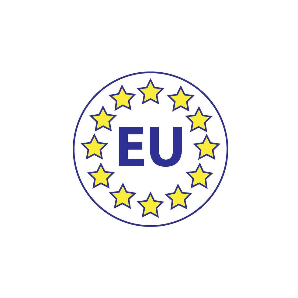 European union EU flag circular round sticker label icon symbol sign star blue shape vector