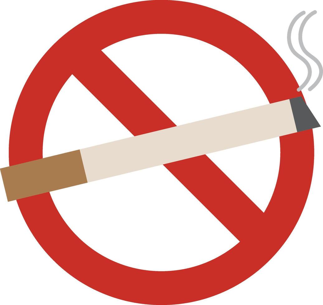 Cigarettes release toxic fumes that damage the lungs. Sign prohibiting smoking in public places. vector