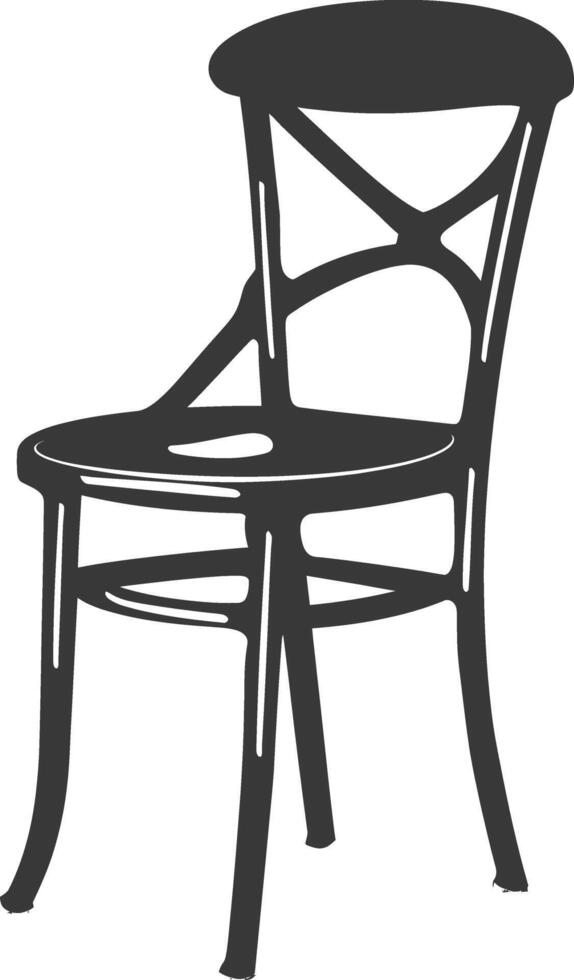 AI generated Silhouette Wooden Chair black color only vector