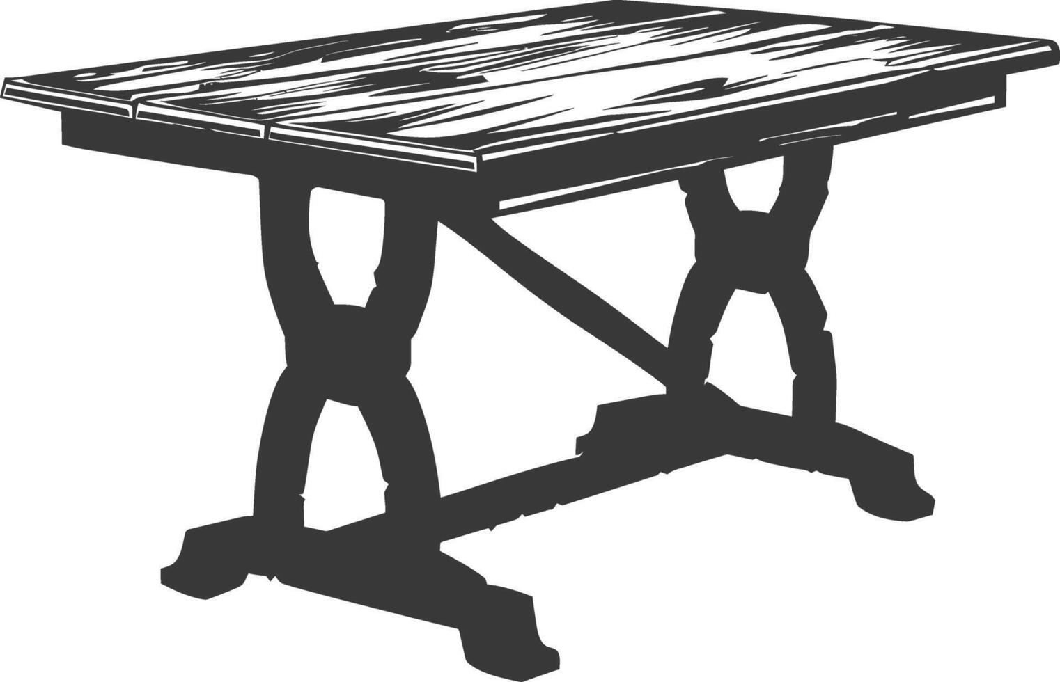 AI generated Silhouette Wooden Table black color only vector