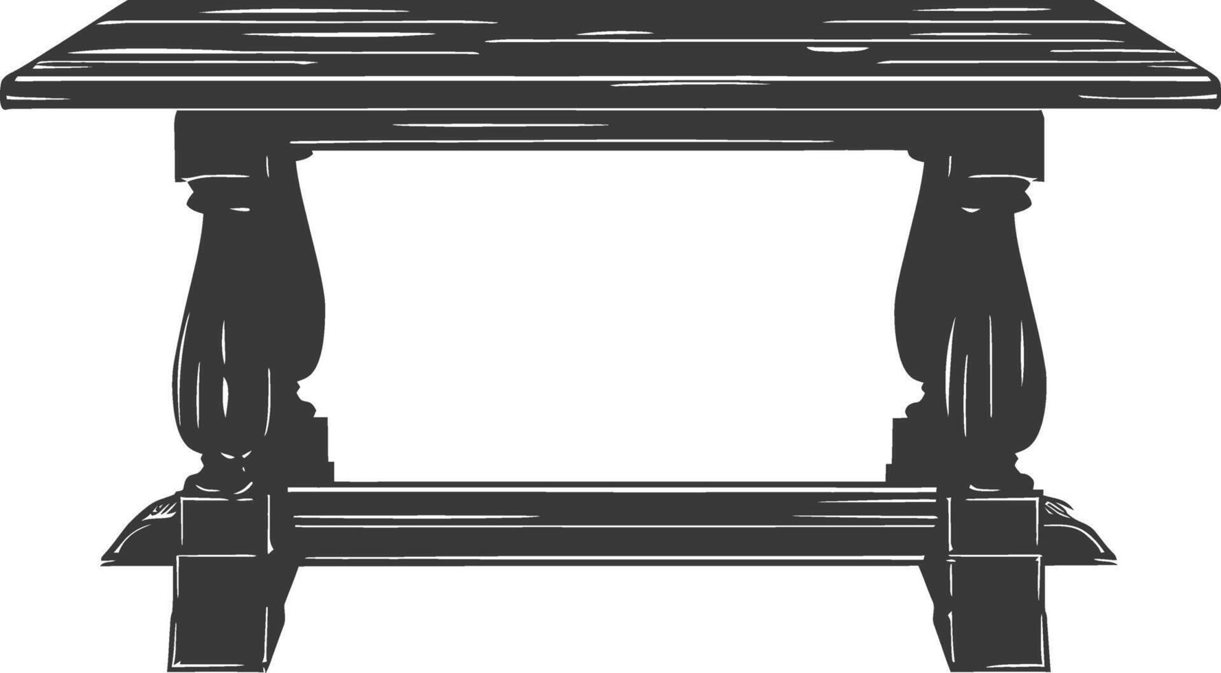 AI generated Silhouette Wooden Table black color only vector