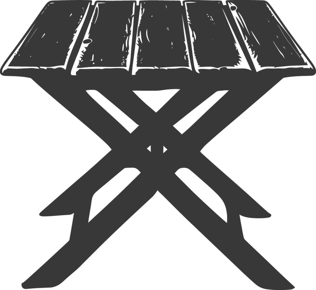 AI generated Silhouette Wooden Table black color only vector