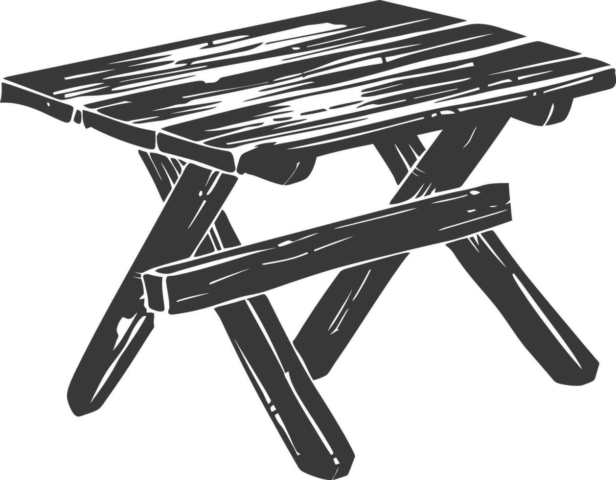 AI generated Silhouette Wooden Table black color only vector