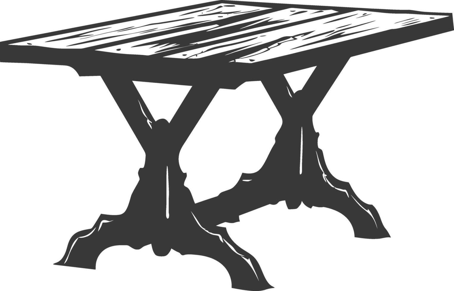 AI generated Silhouette Wooden Table black color only vector