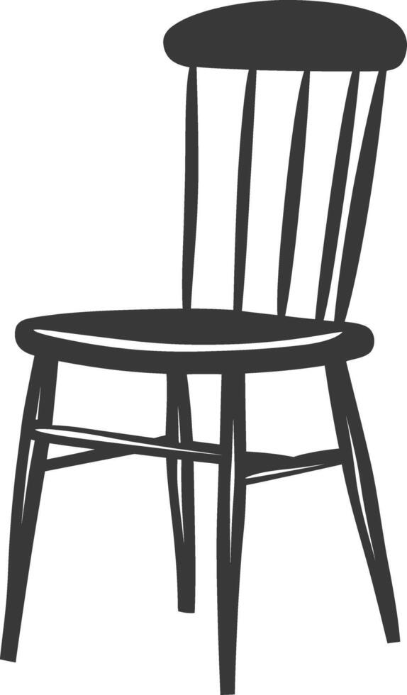 AI generated Silhouette Wooden Chair black color only vector