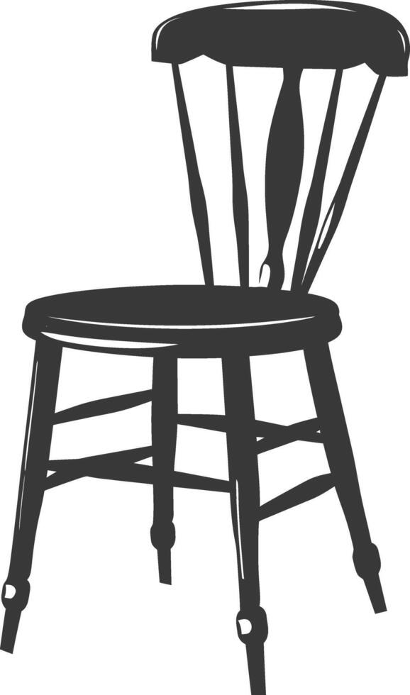 AI generated Silhouette Wooden Chair black color only vector