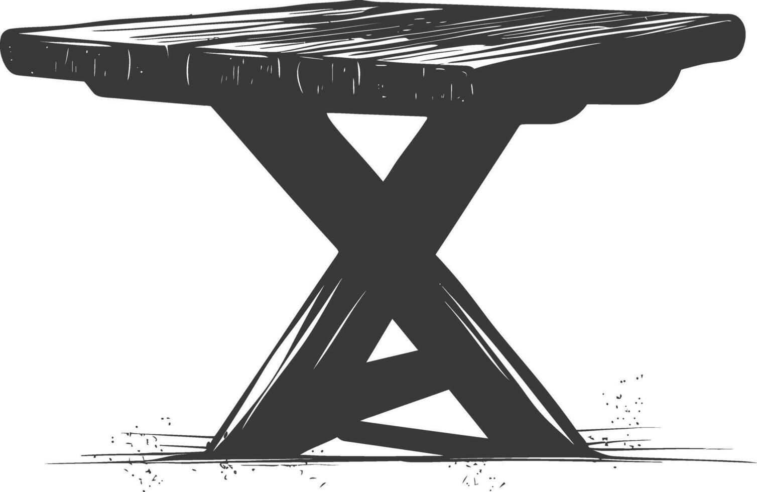AI generated Silhouette Wooden Table black color only vector
