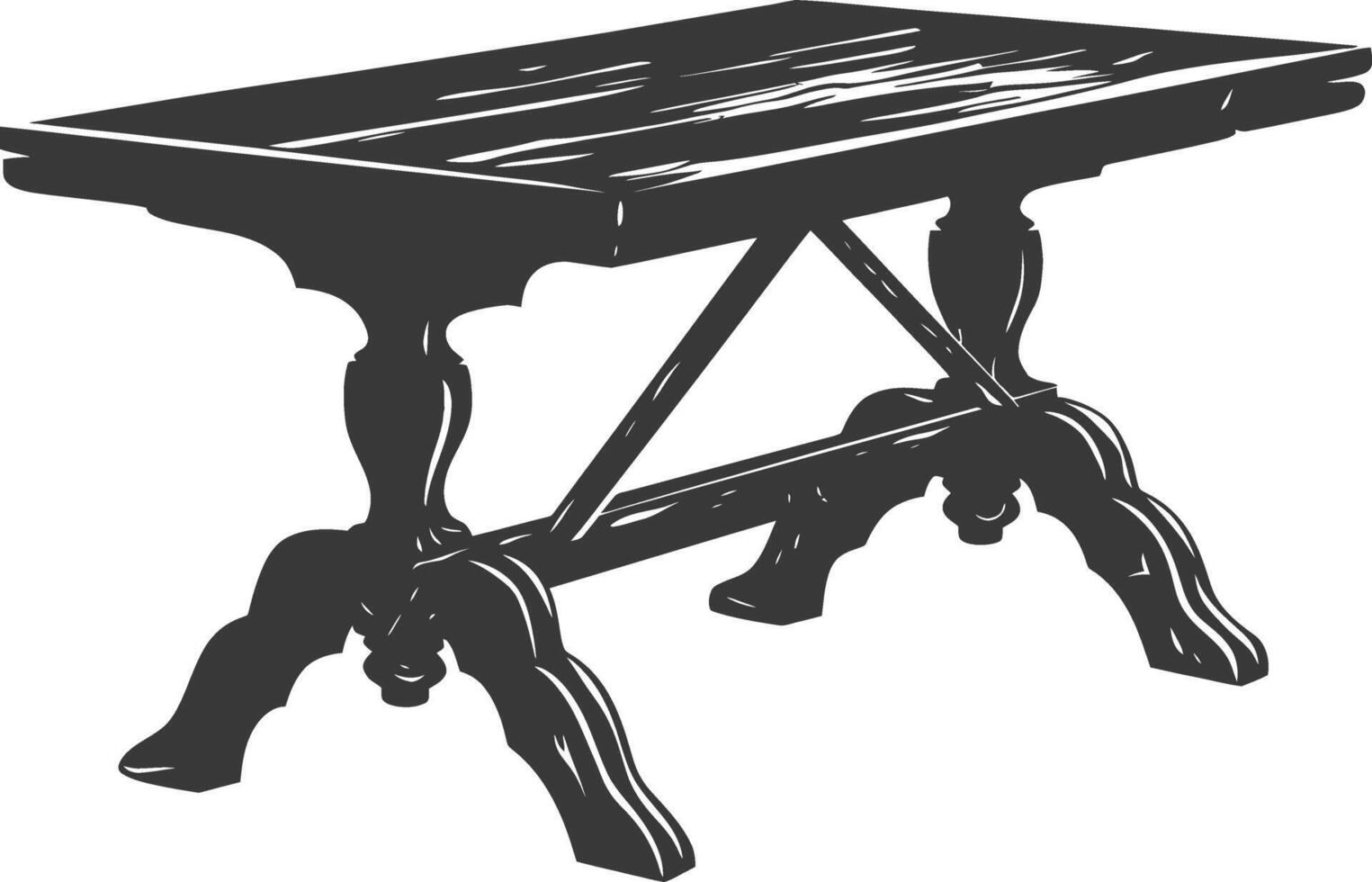 AI generated Silhouette Wooden Table black color only vector