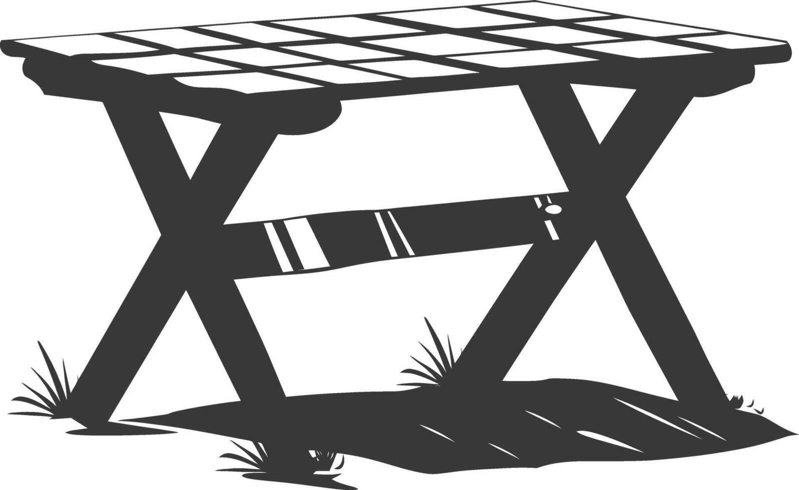 AI generated Silhouette Wooden Table black color only vector