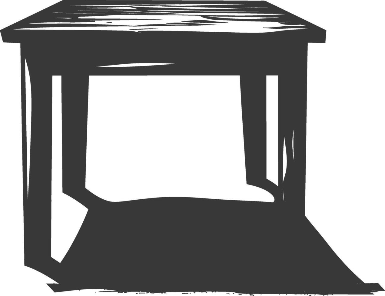 AI generated Silhouette Wooden Table black color only vector