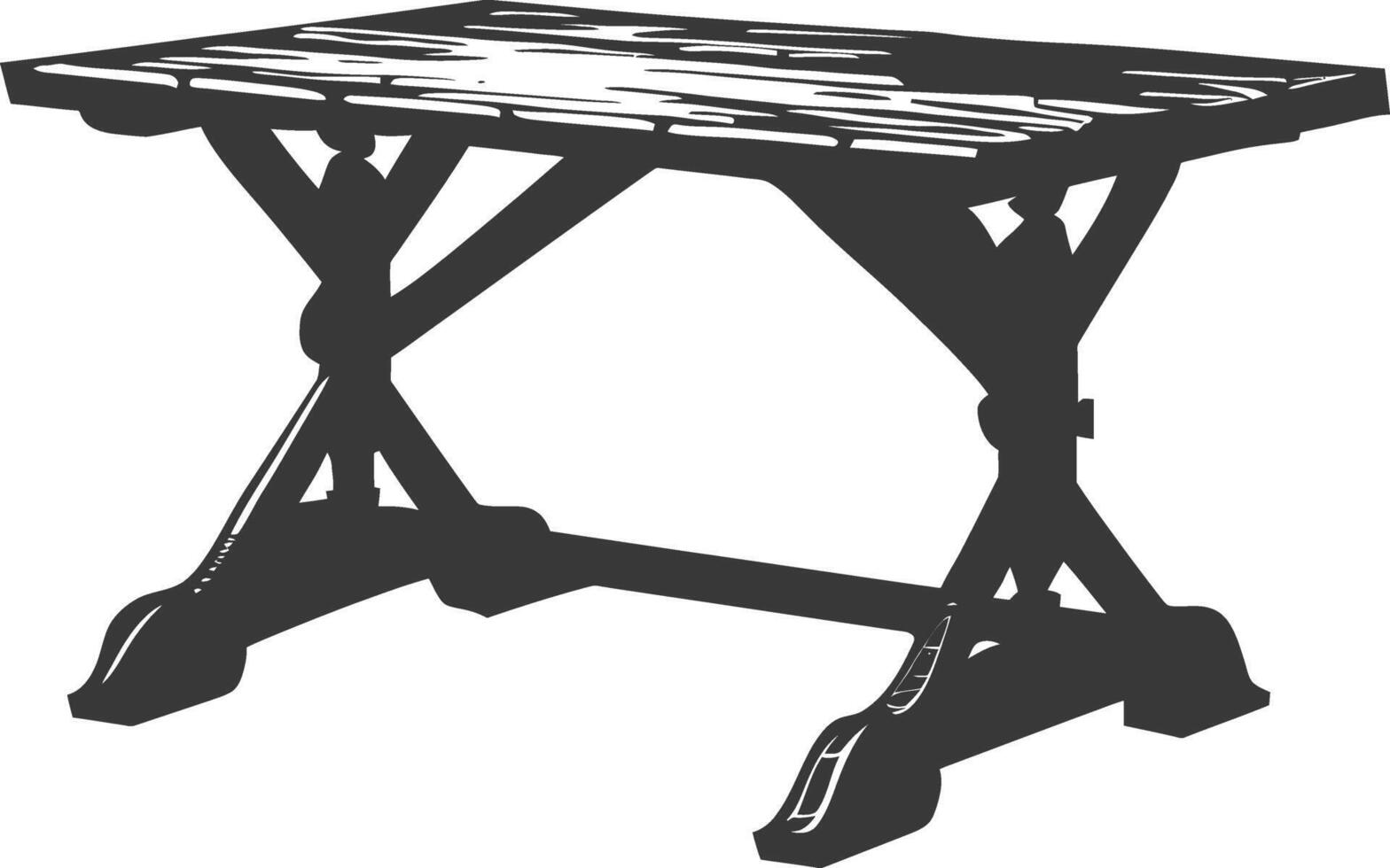 AI generated Silhouette Wooden Table black color only vector