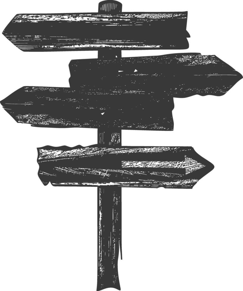 AI generated Silhouette wooden directional signboard black color only vector