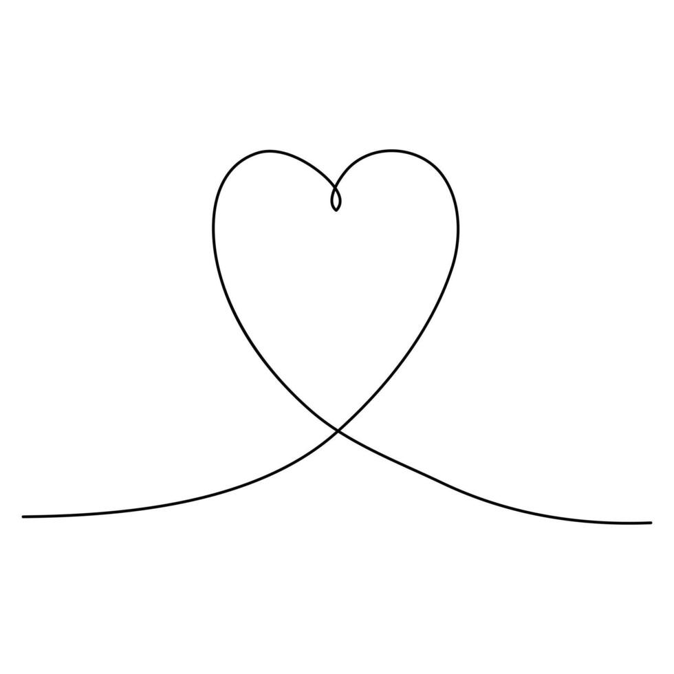 Heart continuous one line art drawing color shape Love sign outline Vector illustration