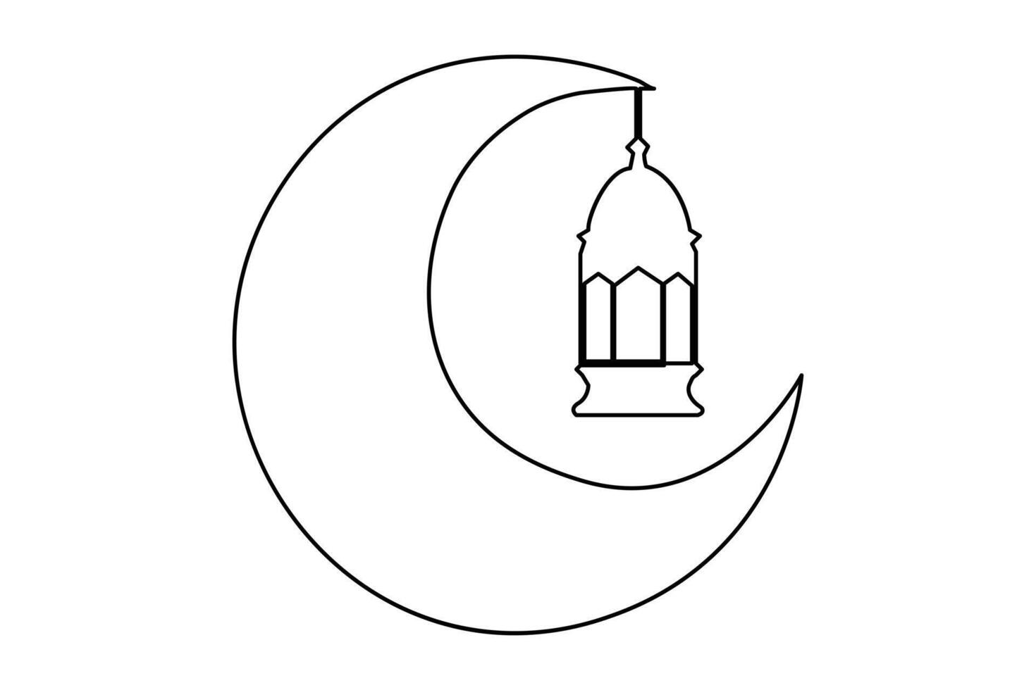 Continuous one line drawing Ramadan kareem symbol. mosque line concept. Eid Mubarak, Eid Fitr vector minimalist design islamic mosque outline ornament background.