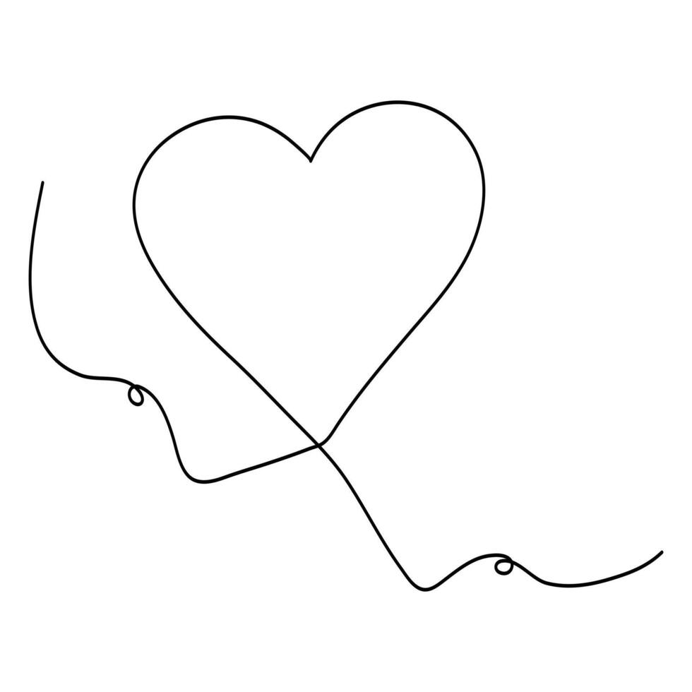 corazón continuo uno línea Arte dibujo color forma amor firmar contorno vector ilustración