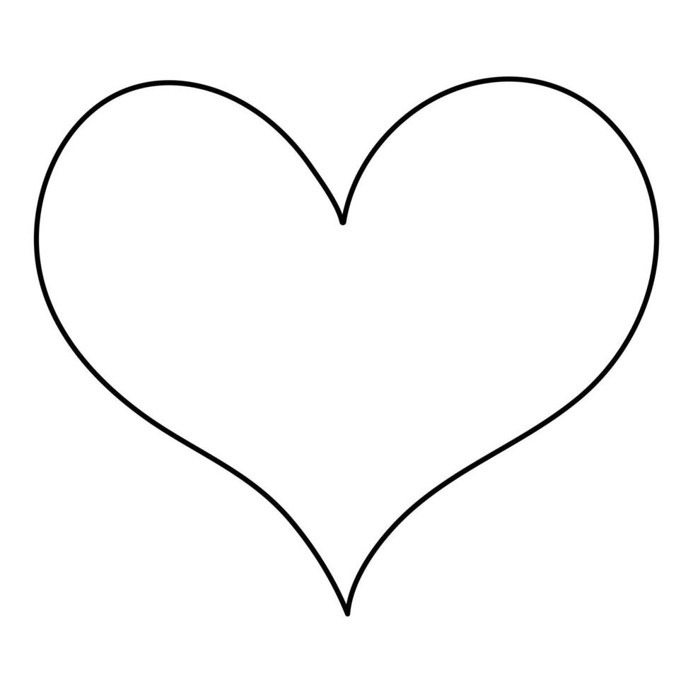 Heart continuous one line art drawing color shape Love sign outline Vector illustration