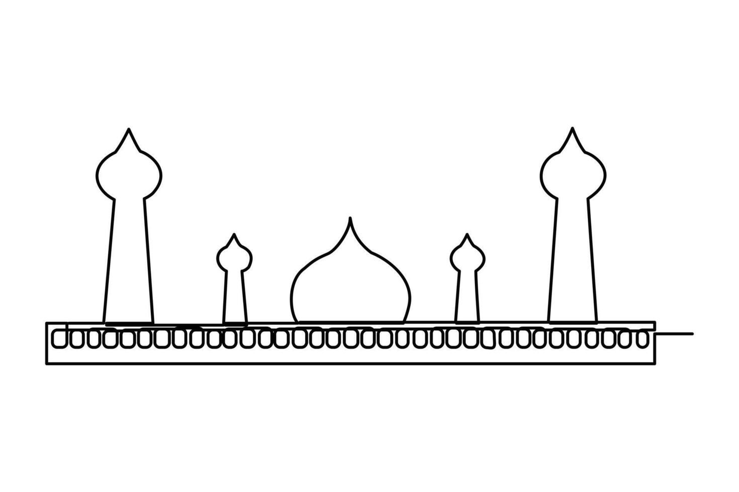 Continuous one line drawing Ramadan kareem symbol. mosque line concept. Eid Mubarak, Eid Fitr vector minimalist design islamic mosque outline ornament background.