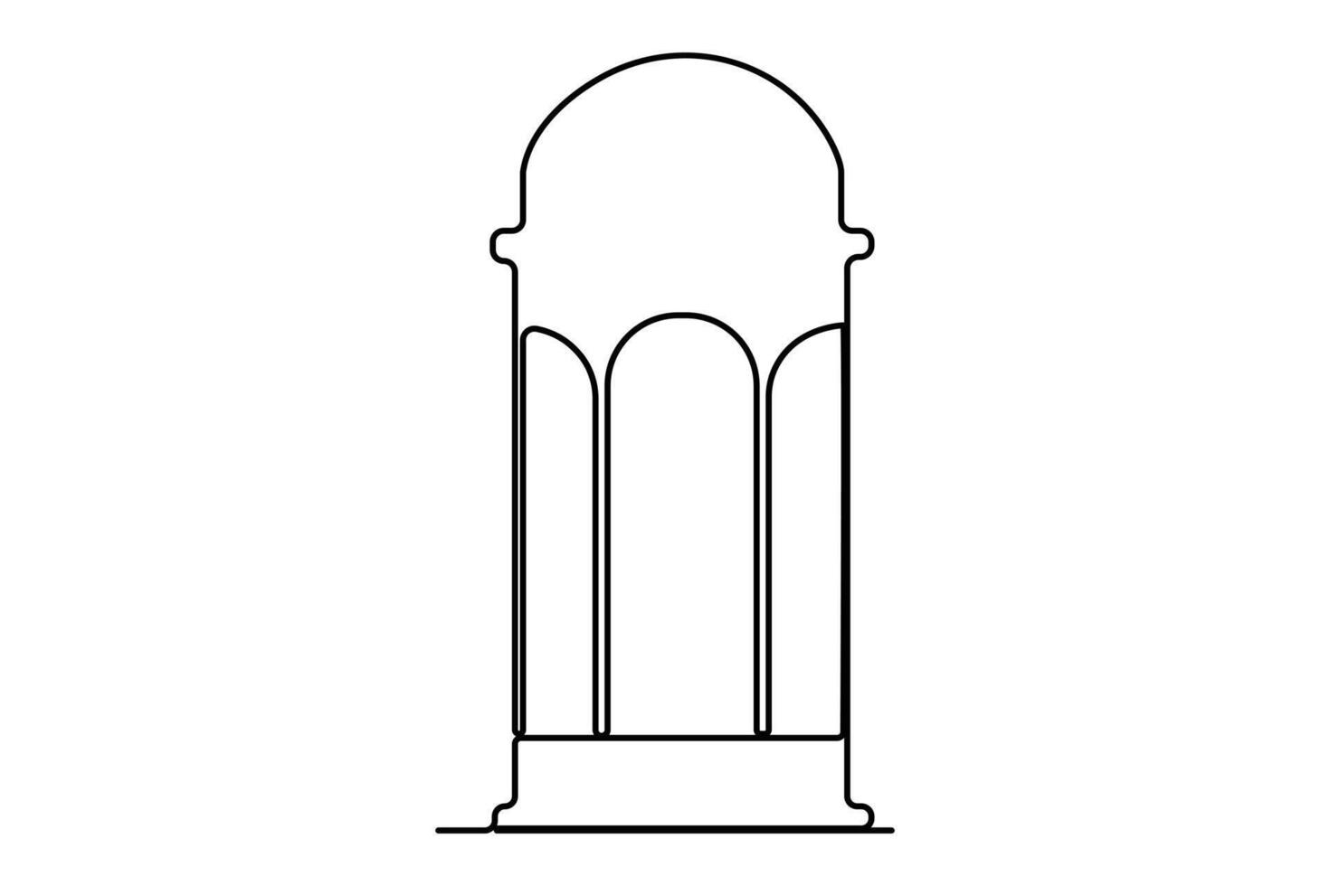 Continuous one line drawing Ramadan kareem symbol. mosque line concept. Eid Mubarak, Eid Fitr vector minimalist design islamic mosque outline ornament background.