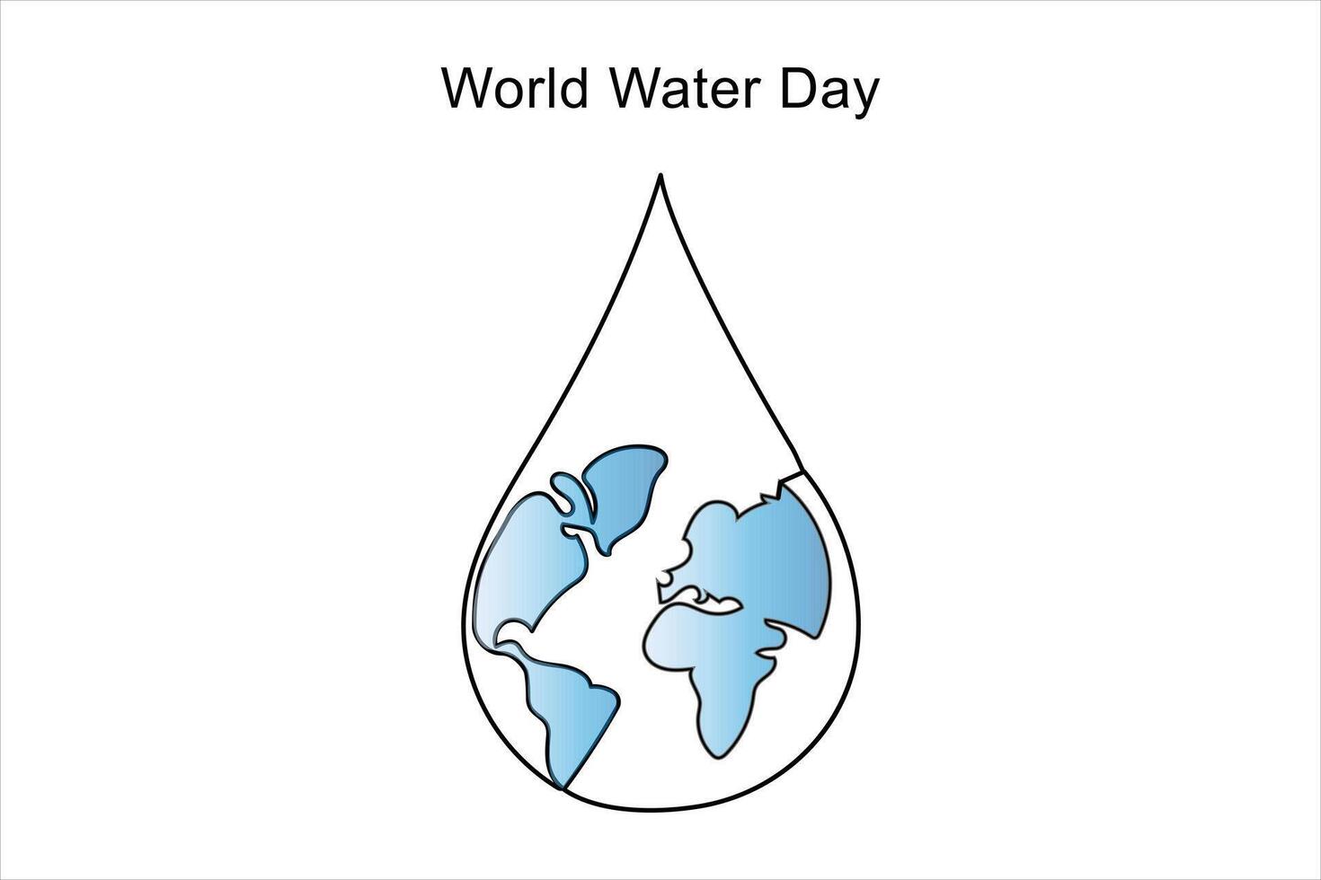 Continuous one line drawing of earth water. World water day concept isolated vector illustration