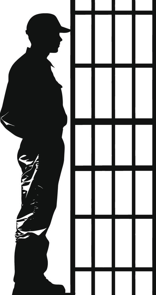 AI generated Silhouette prisoner in jail black color only full body vector