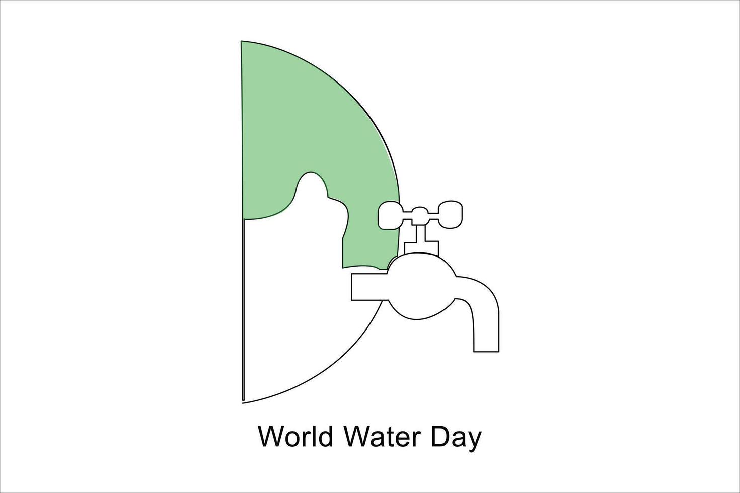 Continuous one line drawing of earth water. World water day concept isolated vector illustration