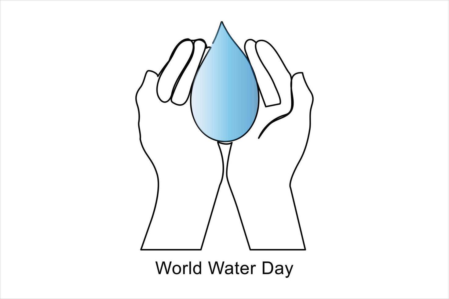 Continuous one line drawing of earth water. World water day concept isolated vector illustration
