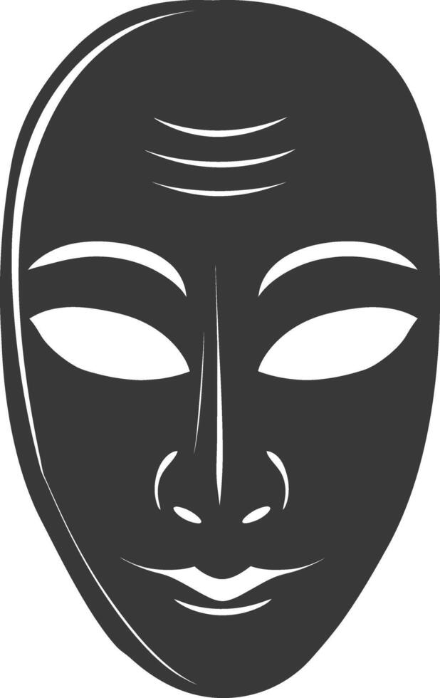 AI generated Silhouette Japanese Traditional Mask black color only vector
