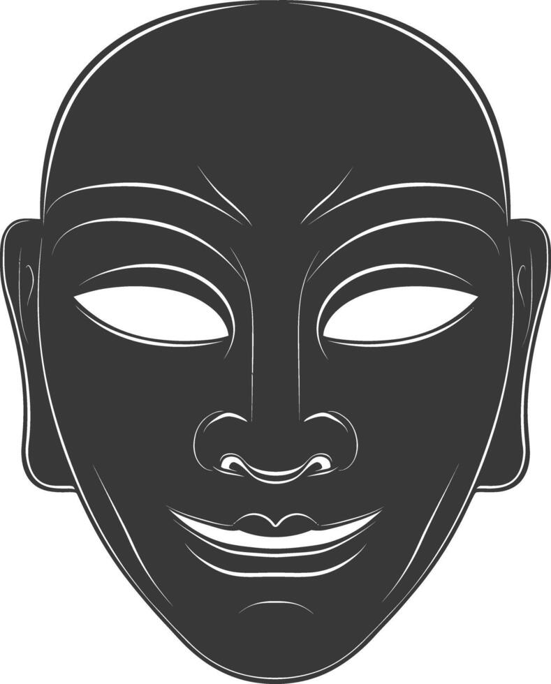 AI generated Silhouette Japanese Traditional Mask black color only vector