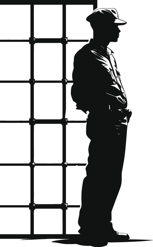 AI generated Silhouette prisoner in jail black color only full body vector