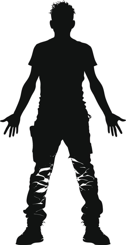 AI generated Silhouette prisoner in jail black color only full body vector