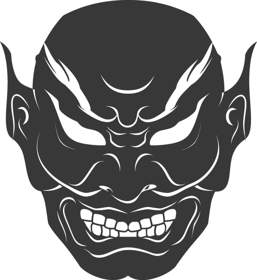 AI generated Silhouette Japanese Traditional Mask black color only vector