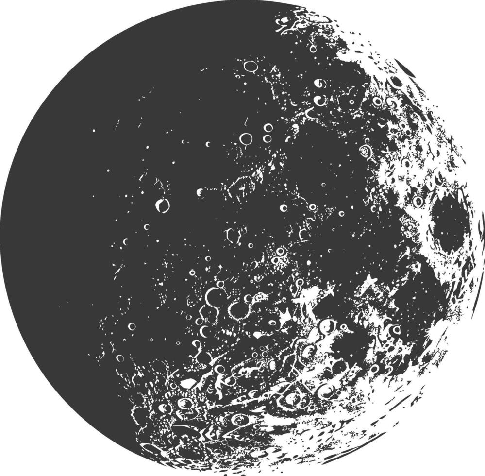 AI generated Silhouette First Quarter Moon black color only vector
