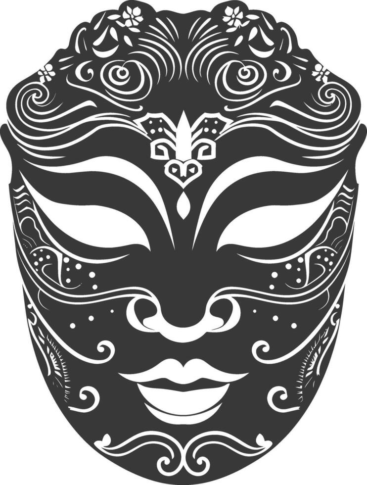 ai generado silueta japonés tradicional máscara negro color solamente vector