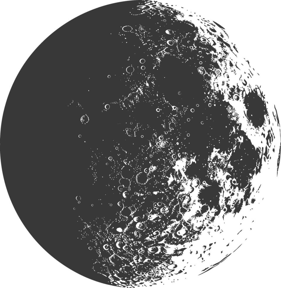 AI generated Silhouette First Quarter Moon black color only vector