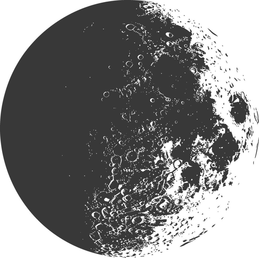 AI generated Silhouette First Quarter Moon black color only vector