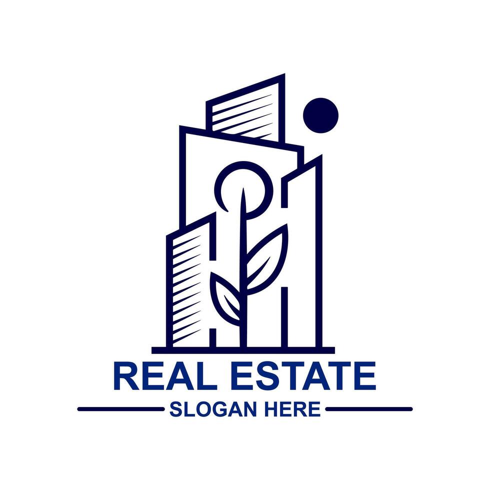 real inmuebles logo. construcción arquitectura edificio vector