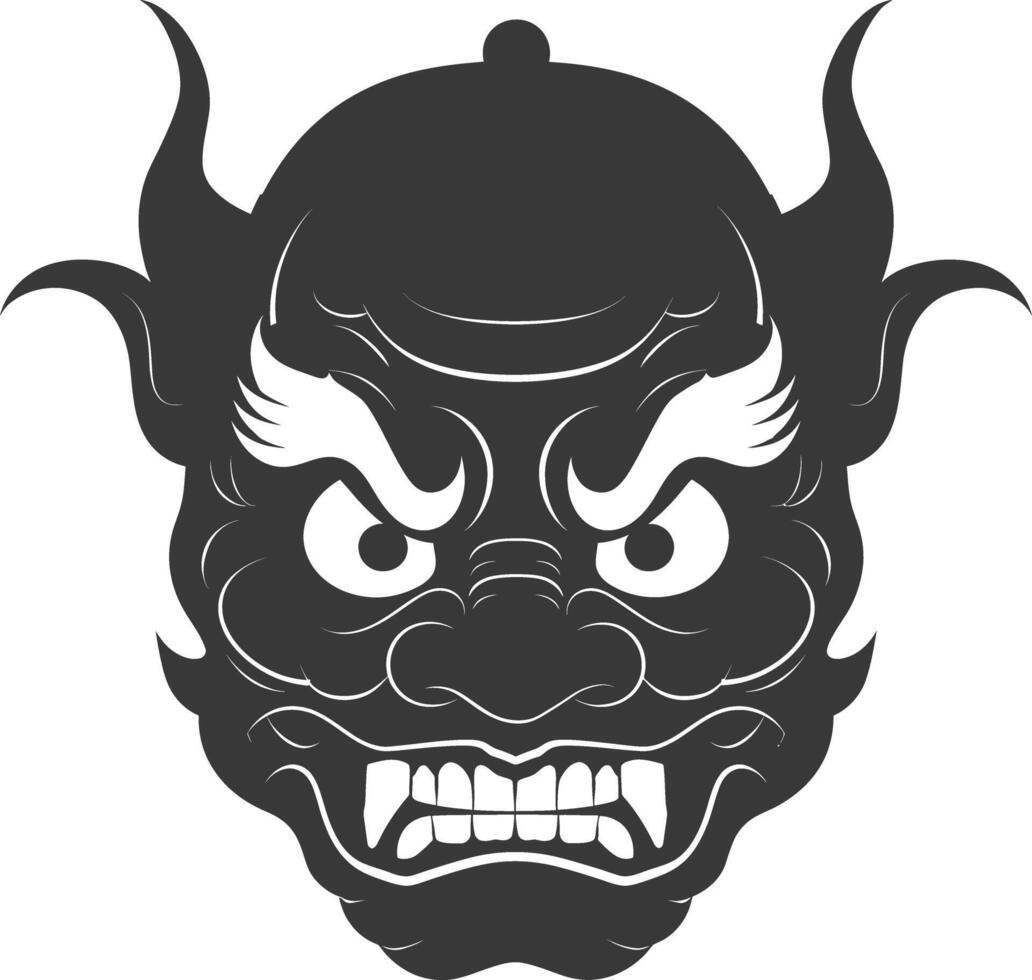 AI generated Silhouette Japanese Traditional Mask  black color only vector