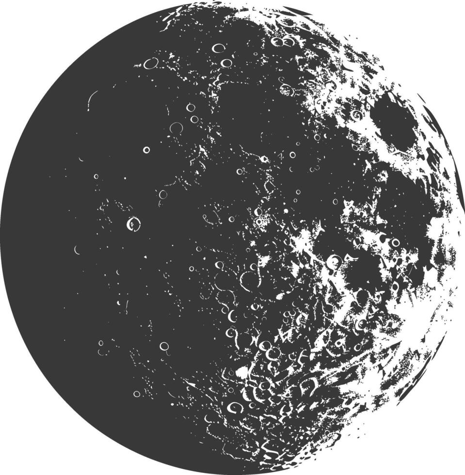 AI generated Silhouette First Quarter Moon black color only vector